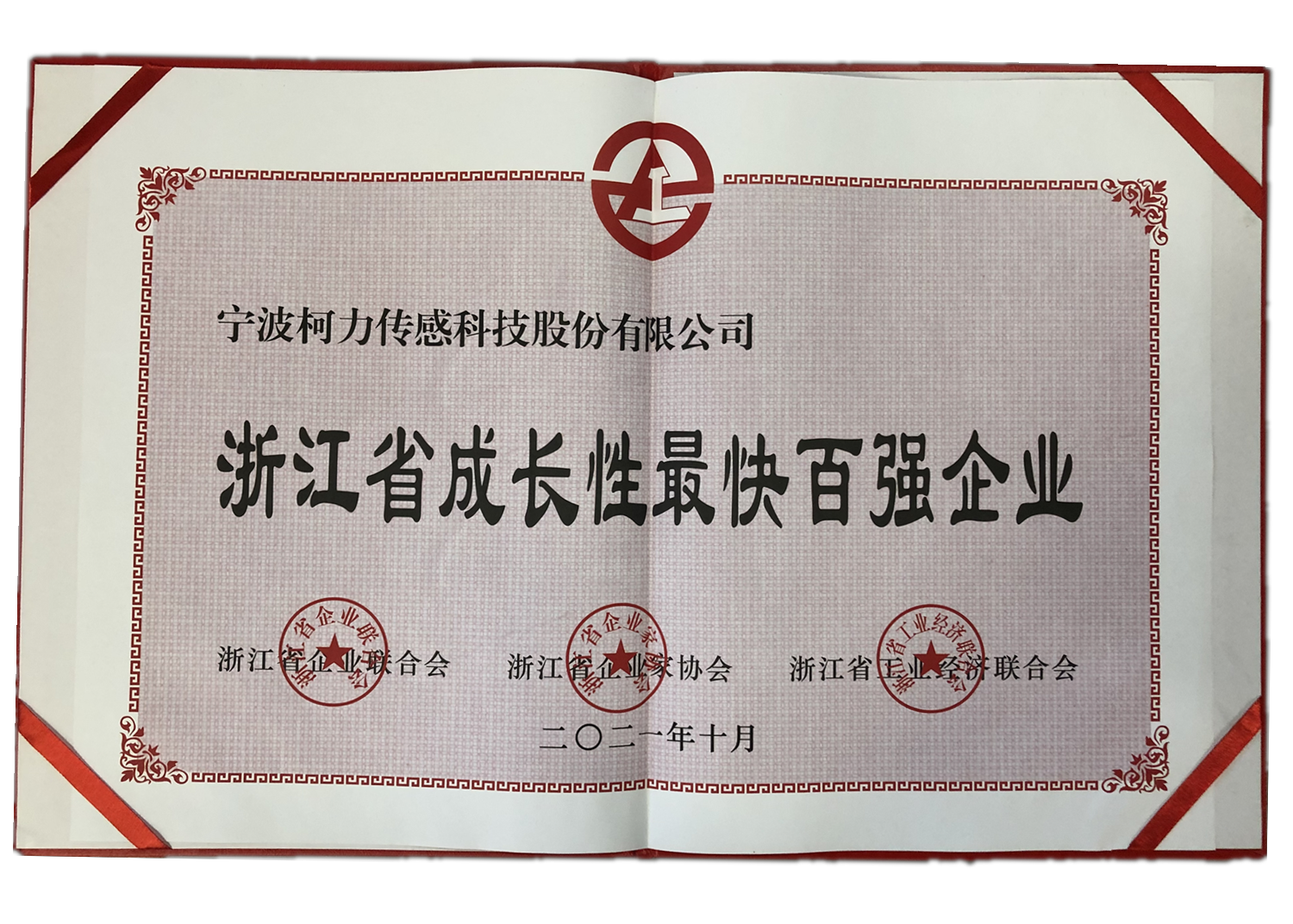 公司榮獲浙江省成長性最快百強企業(yè)